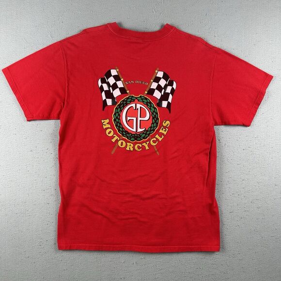 Vintage Ducati Shirt Men’s Large Red GP Motorcycles San Diego‎ Short Sleeve - Picture 11 of 16